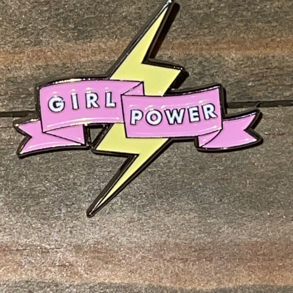 Girl Power Lapel Badass Pin Brooch, Inspirational message, Pink , Yellow Enamel - Picture 7 of 8